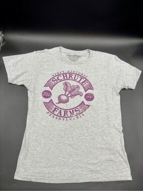 The Office Schrute Farms Graphic T-Shirt - Size Small Gray